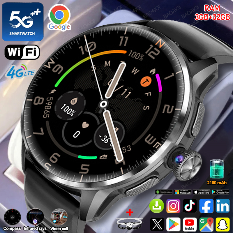 Seaweed Snack - Smartwatch 5G/4G con rete completa, schermo